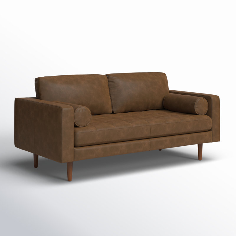 Napa 72'' Full-Grain Genuine Italian Leather Sofa, Cocoa Brown