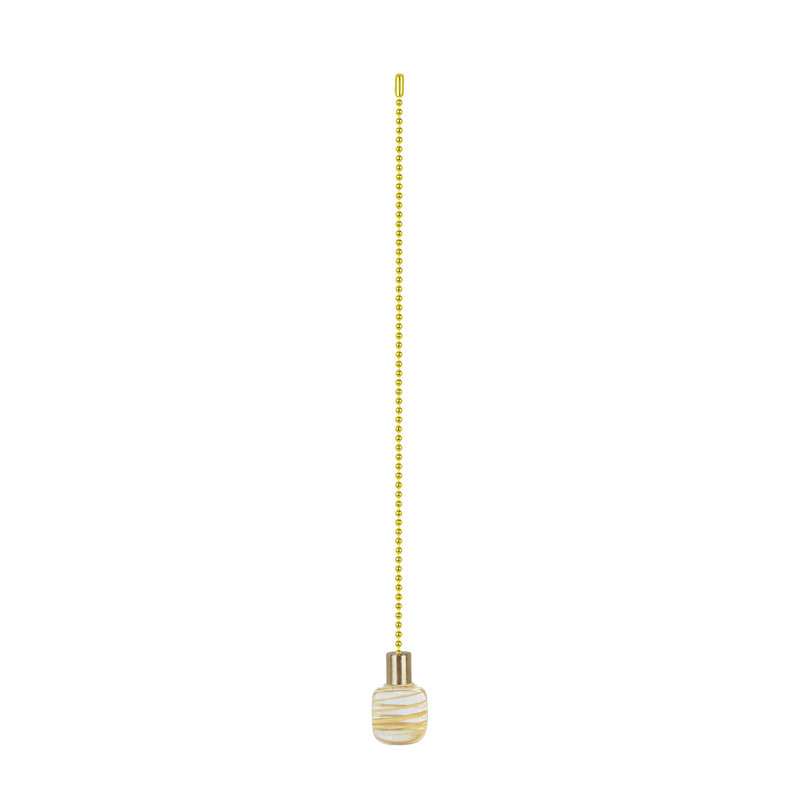 Aspen Creative 20507-21, 12" Clear With Yellow Line Glass Knob With Pull Chain In Copper