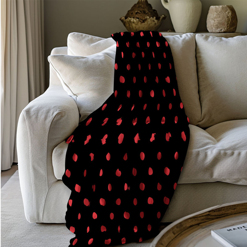 Pois rouges - couverture sherpa 1 pièce de qualité supérieure 0162, L 60 po x L 80 po