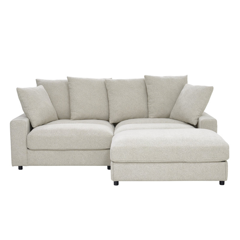 Arzelia Reversible Corner Sectional with Ottoman, Beige,  34" H x 89" L x 39.5" D