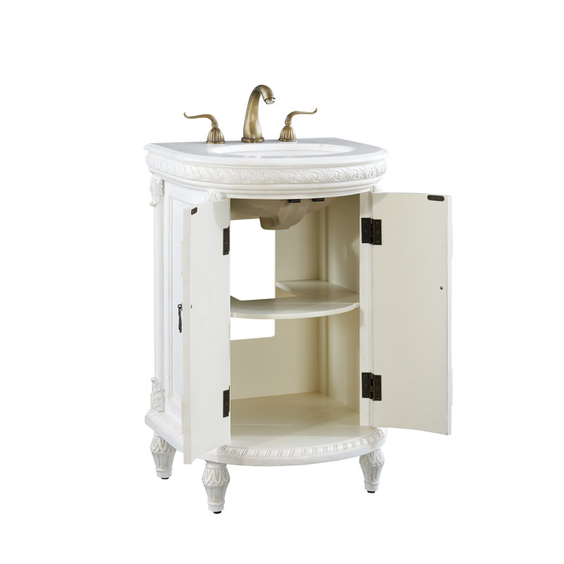 Aravale 21'' Single Bathroom Vanity with Top, Antique White, Pure White