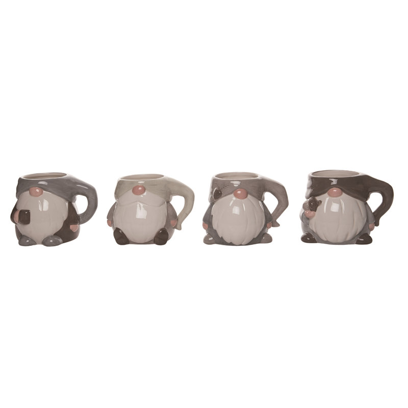 Ensemble de 4 tasses en céramique de bouleau et gnome pour décorations de Noël, verres et tasses de dolomite multicolores, parfaites pour une utilisation intérieure