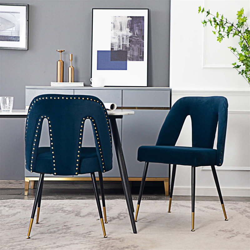 Hecht Fabric Upholstered Dining Chairs, Blue