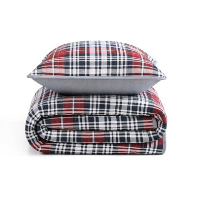 Tommy Hilfiger Collegiate Tartan Blue Cotton Reversible Quilt Set