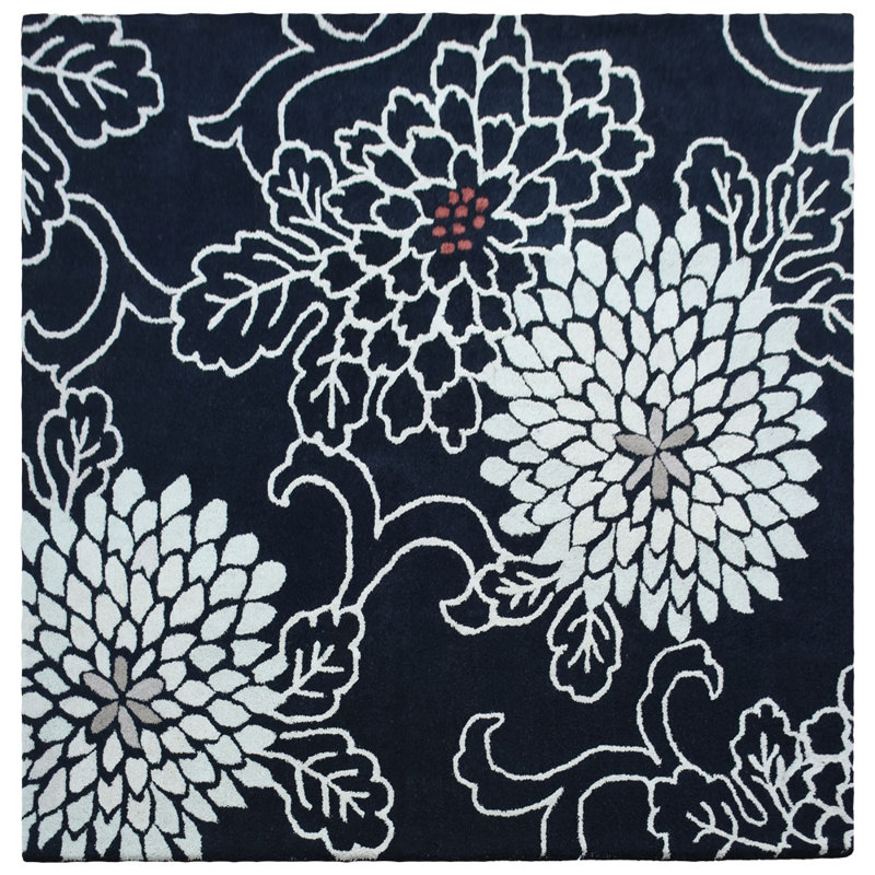 Tapis écologiques en laine touffetés à la main - carrés, de couleur noire, de conception orientale, de tapis épais antidérapants faits à la main pour le salon, la chambre à coucher