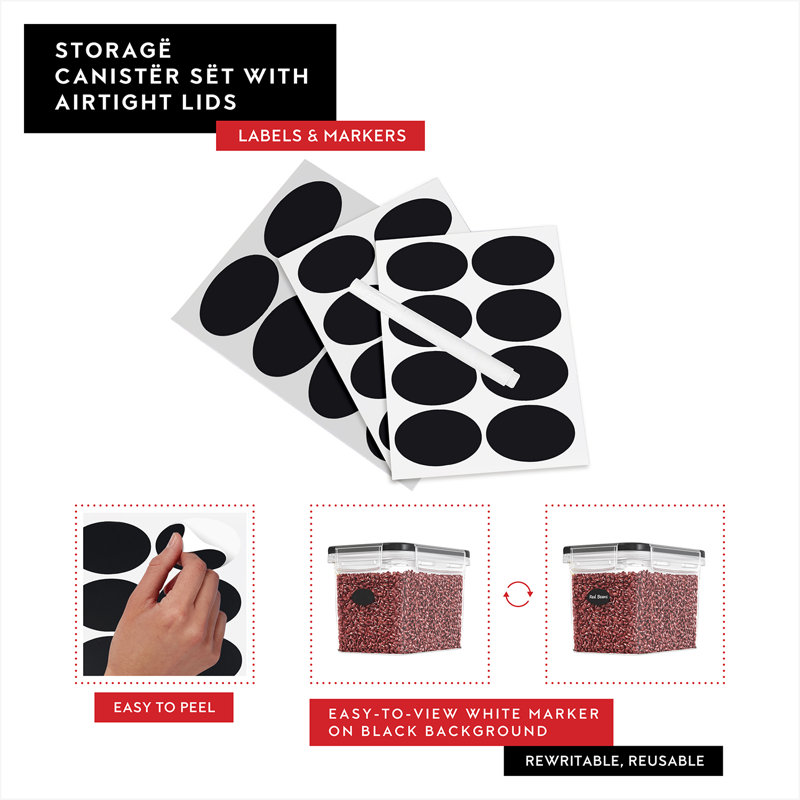 Airtight Food Storage Containers Include 8 Labels and Marker