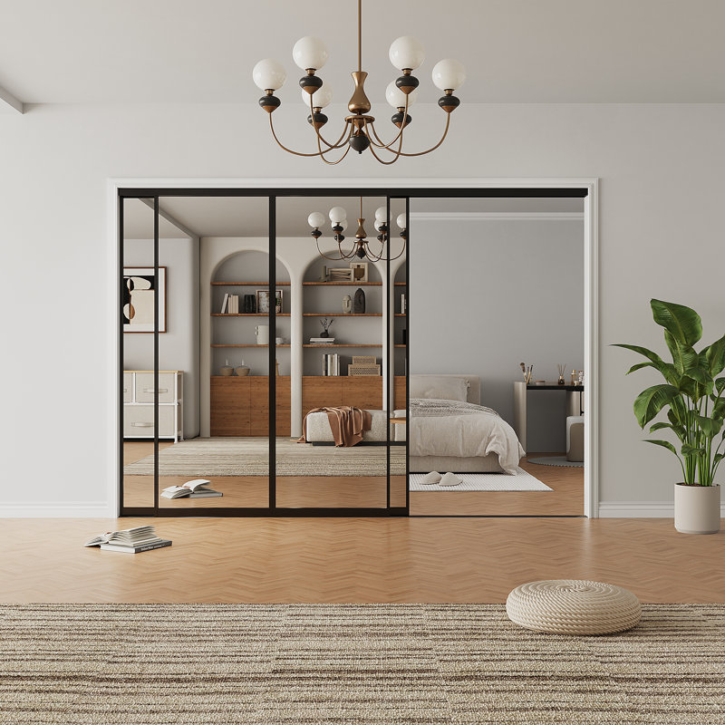 Porte de placard coulissante en miroir noir 96 x 80, L 96 po x H 80 po