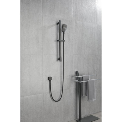 Matte Black Stainless Steel Handheld Shower, 28-Inch Slide Bar, 59-Inch Hose, Height Adjustable, Various Spray Modes For Relaxing Showers, Good Pet Bathing Shower In Steel, Functional Settings And