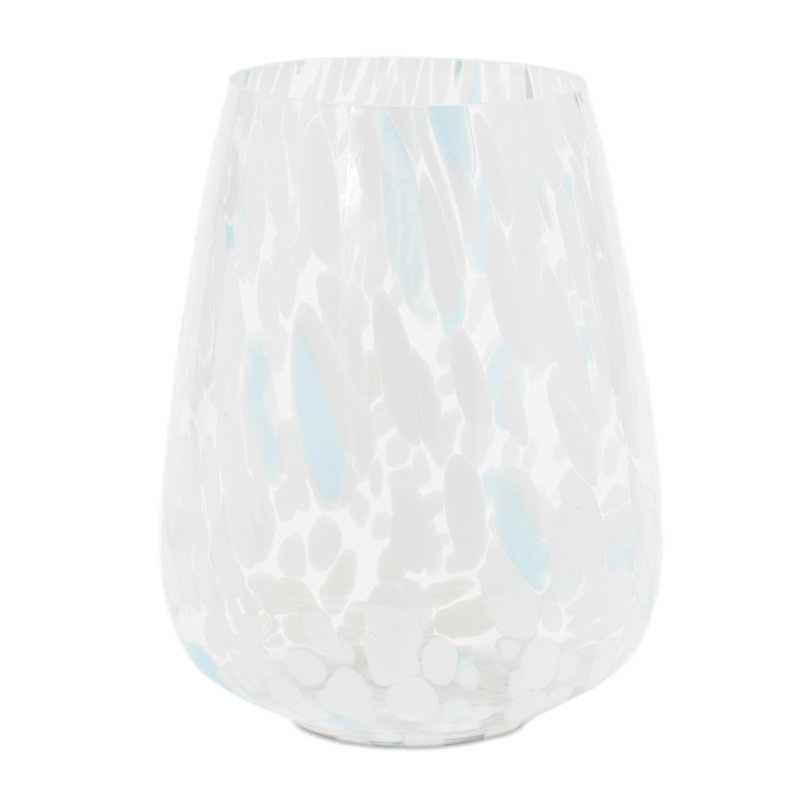 Painted Glass Candle Holder Vase, 7.5" H x 6" W x 6" D