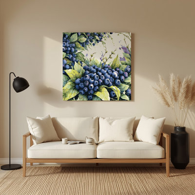 Fruit Blueberry Wild Beige Metal Wall Art
