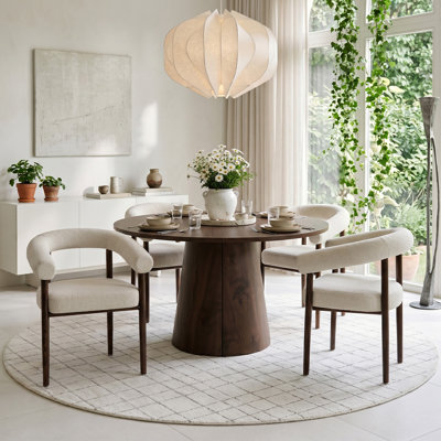 47"–83" Extendable Oval Dining Table Set With Upholstered Armchairs