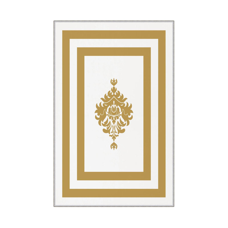 Tapis de couloir élégant (3,3 x 4,9 pi), 100% polyester, hauteur de poils de 0,3 po | Pois antibactérien antidérapant en PVC | Design tissé avec impression numérique 3D | Lavable à la machine, parfait pour la décoration intérieure et le confort