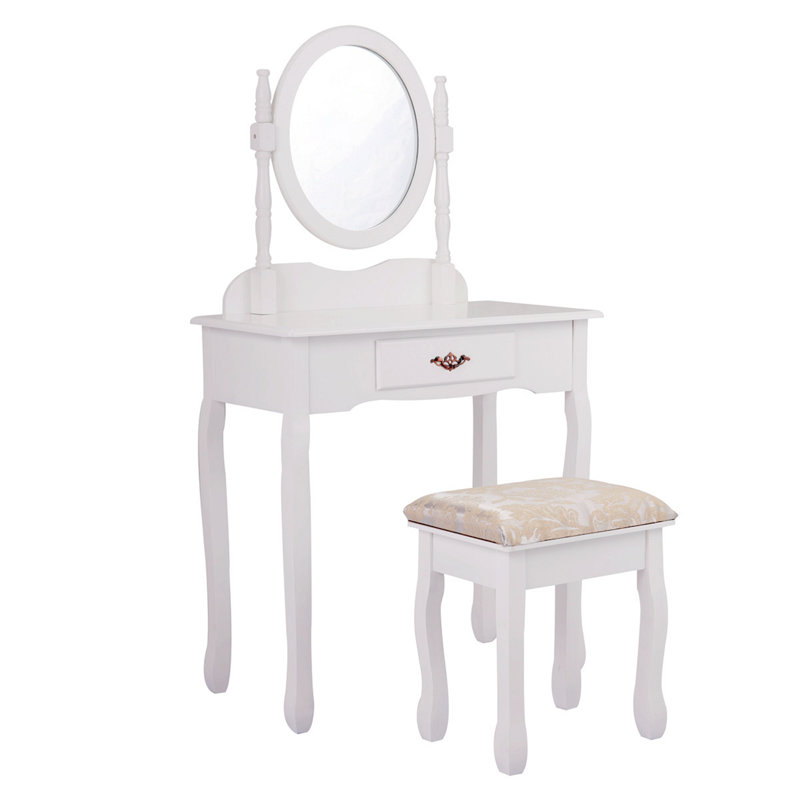 Ensemble coiffeuse avec tabouret et Miroir angelamae
