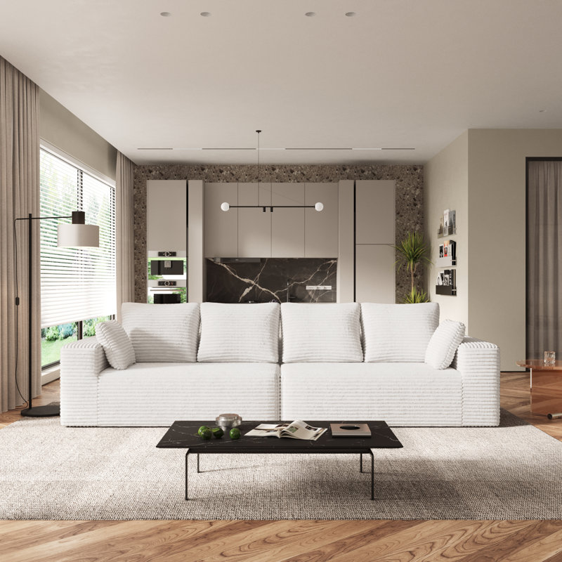 Canapé modulaire Aruba, Velours côtelé beige