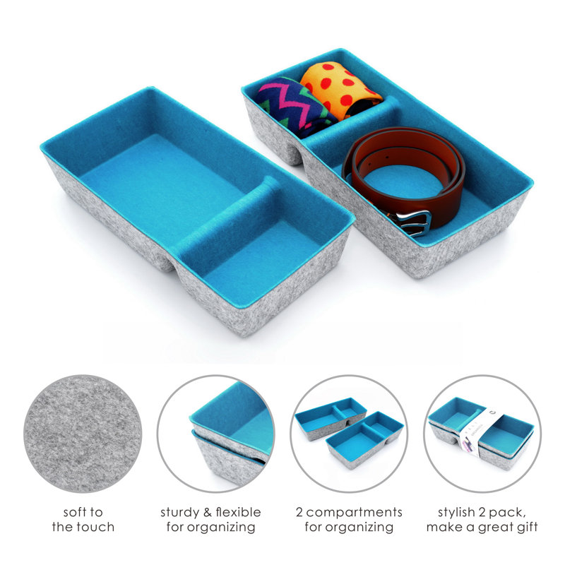 Anadi 3.1'' H x 6.1'' W x 12.6'' D Organizer Set, Turquoise x 2