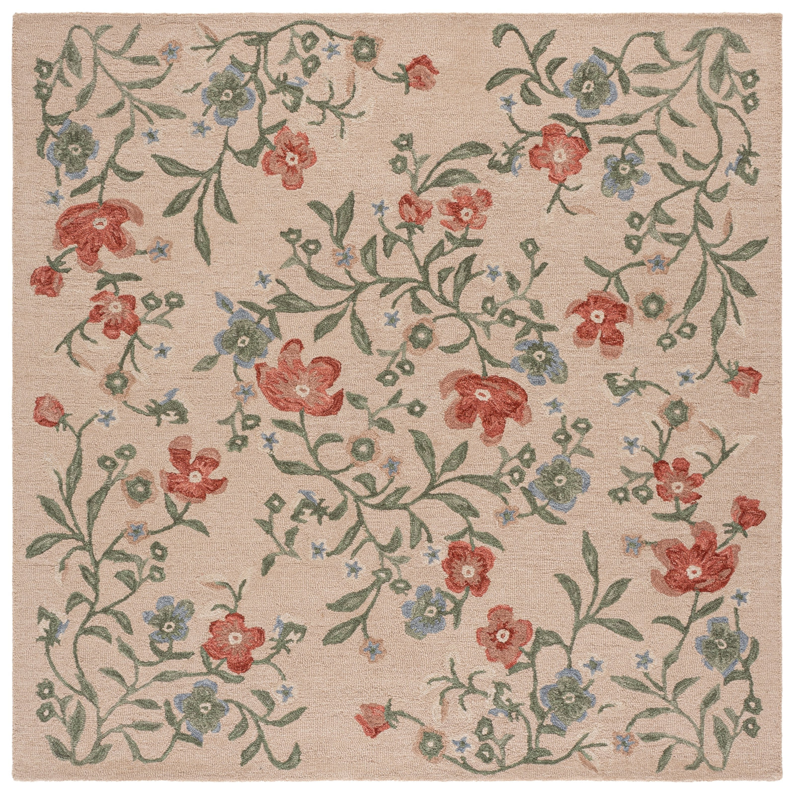 Martha Stewart Hand-Tufted Floral Wool Rug, Square 6'