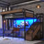 Lit mezzanine en métal pleine grandeur avec glissière et escalier de rangement pour enfants Titan-133276934