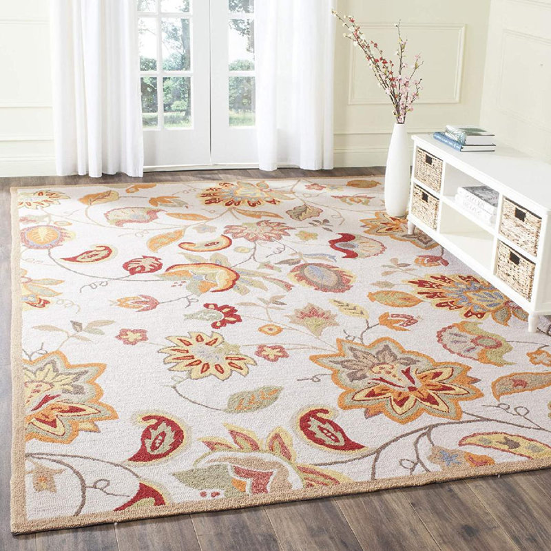 Tapis intérieur / extérieur en polypropylène crocheté à la main 8 pi x 10 pi rouge / jaune / gris Kiaghn