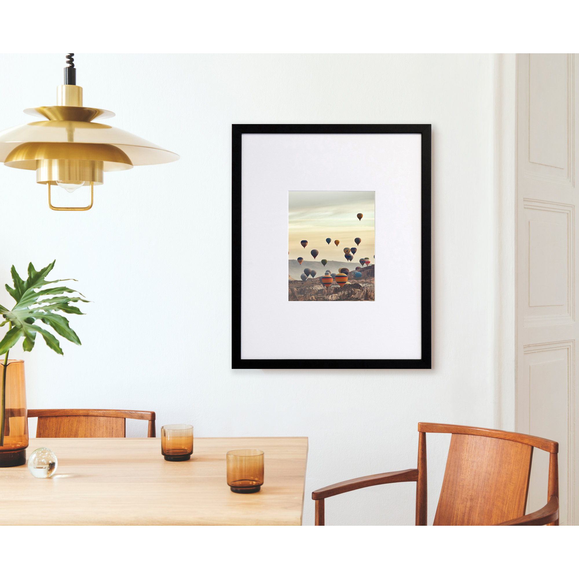 Naya Wood Beveled Picture Frame with Mat, Black, 24" x 36"