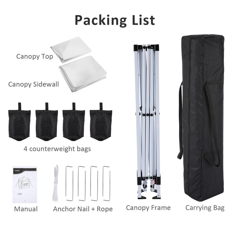 10 pi. L 10 pi. D Tente escamotable en acier imperméable Ez, Blanc