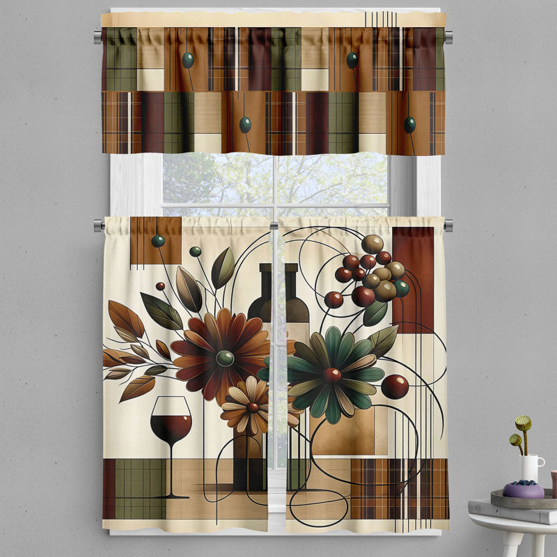 Floral Tailored Kitchen Curtain, 55" W x 24" L