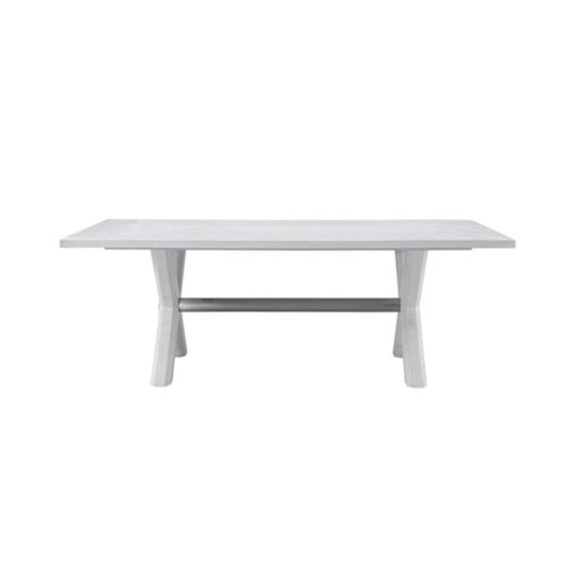 Table de salle à manger Nadine Chêne blanc avec base en X octogonale et nickel brossé