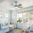 Rita 42" 5-Blade Modern Dark BlueThree-Color Dimmable Ceiling Fan Light with Remote Control