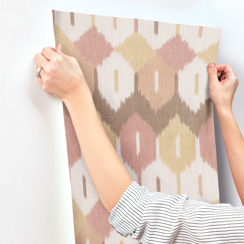 Abilene Apricot Ikat Wallpaper, Orange