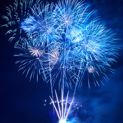 Jezelle Blue Colourful Fireworks - Wrapped Canvas Print