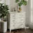 Bungalow Rose Farmhouse Fully-Assembled Nightstand With 3-Drawer, Flower Motif End Table For Small Spaces, French Country, Modern, Distressed Finish, White-Washed