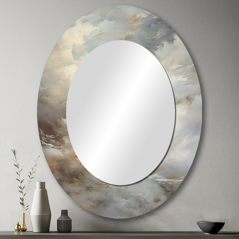 Miroir mural Mystic Gray Clouds Horizon II - Gris traditionnel, 43 po x 33 po