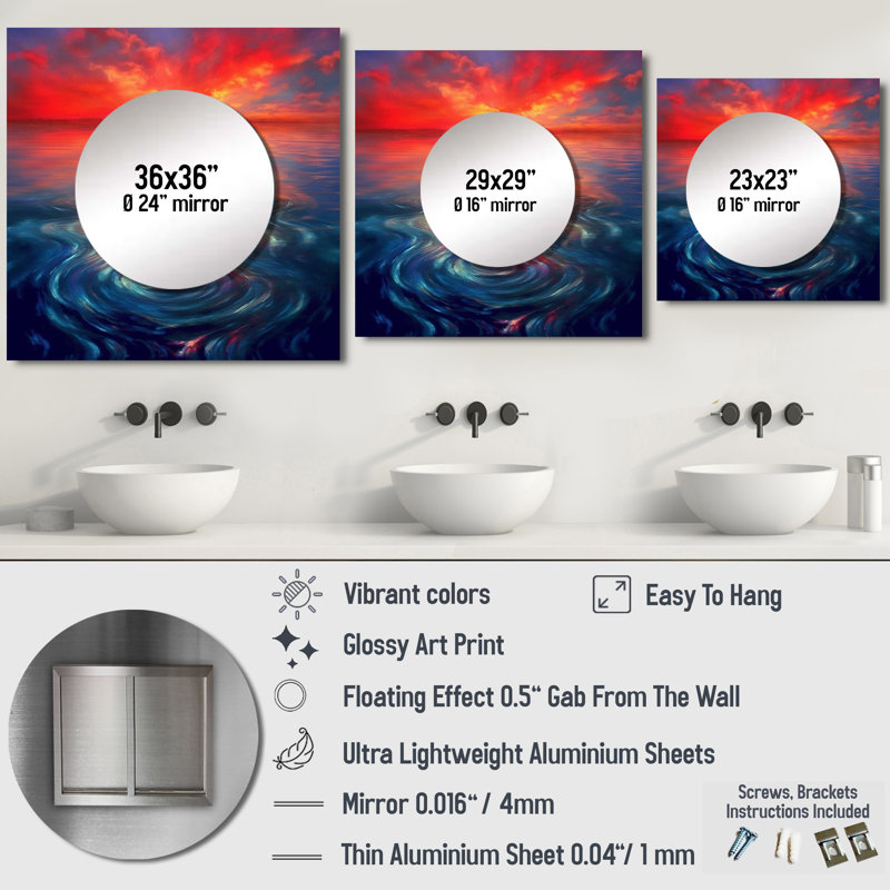 Art mural miroir Laticha, 29 po x 29 po