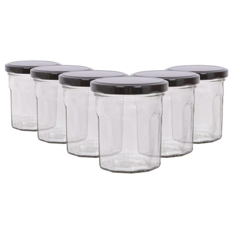 Glass Jar - Set of 6, 30ml, Black
