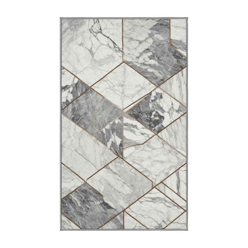 Machine Washable Gray Area Rug, Rectangle 8' x 12'