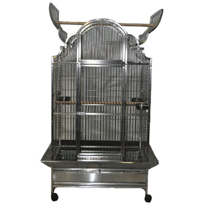 Chansoo 70 in. Iron Victorian Top Floor Bird Cage with Wheels with Stand with Perch with Tray