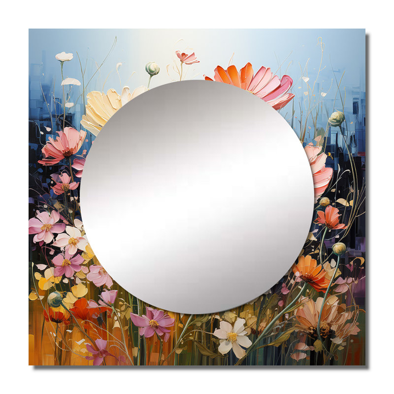 Ernette - Miroir floral carré pour décoration murale, 23 po x 23 po