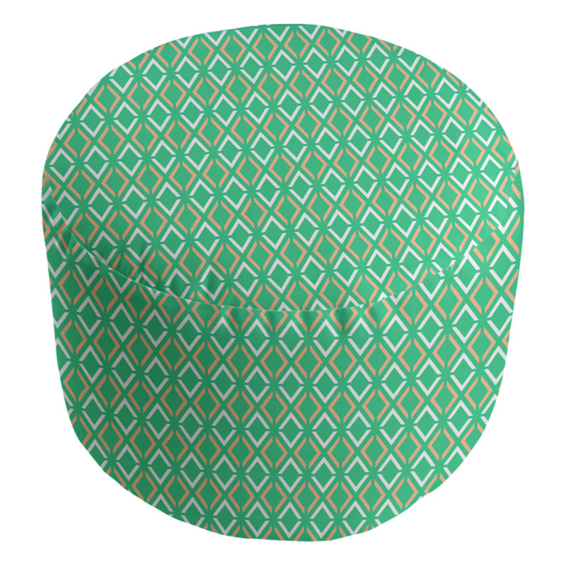 Avicia Upholstered Pouf, Teal/Orange