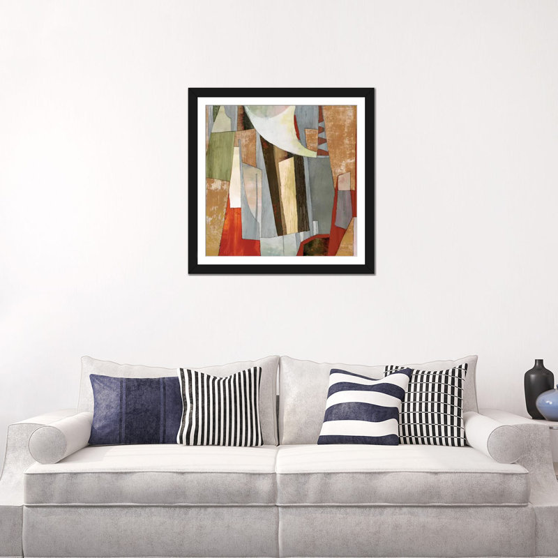 «Landscape Collage», reproduction d'impression sur toile, H 16 po x l 16 po x P 1 po, Papier beaux-arts encadré noir, Blanc