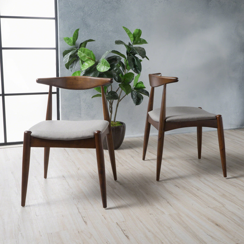 Drumawillin 17.75'' H Upholstered Side Chair, Light Gray, Natural Walnut