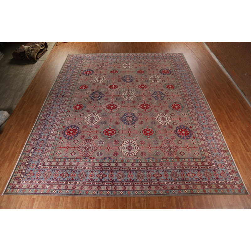 One-of-a-Kind 16'7'' x 20'1'' New Age Rectangle Wool Area Rug in Blue and Red