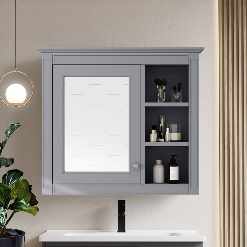 Armoire de salle de bain murale Liell, Gris