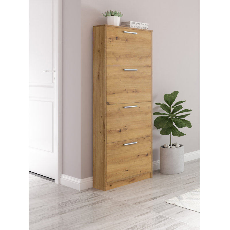 Bill 12 Pair Flip Down Shoe Storage, Oak