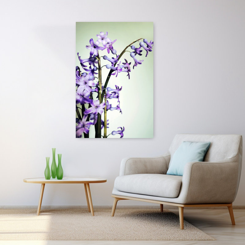 Art contemporain, art mural de nature jacinthe, H 48 po x l 32 po
