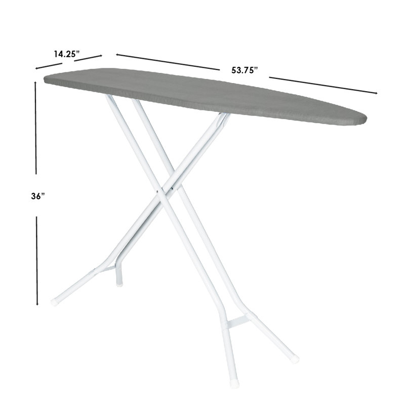 Planche à repasser à hauteur réglable à 4 pieds avec plateau en filet Seymour Home Products, Gris uni