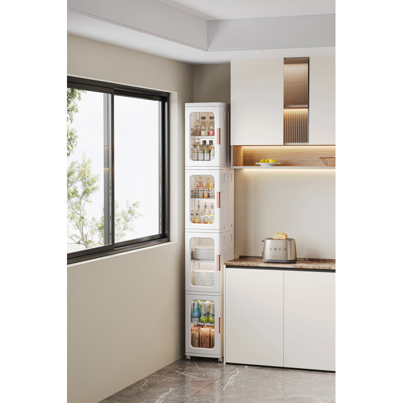 Armoire de rangement étroite de 53,54 po de hauteur avec portes et tablettes réglables, Blanc