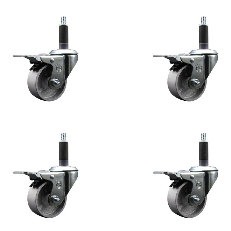Jeu de roulettes semi-pivotantes extensibles, 3 po x 1 po