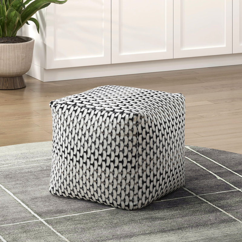 Square Modern Pouf In Fabric, Non-Slip Bottom, 300Lbs Weight Capacity, 16X16x16 Inches Fabric , Floor, Multi,