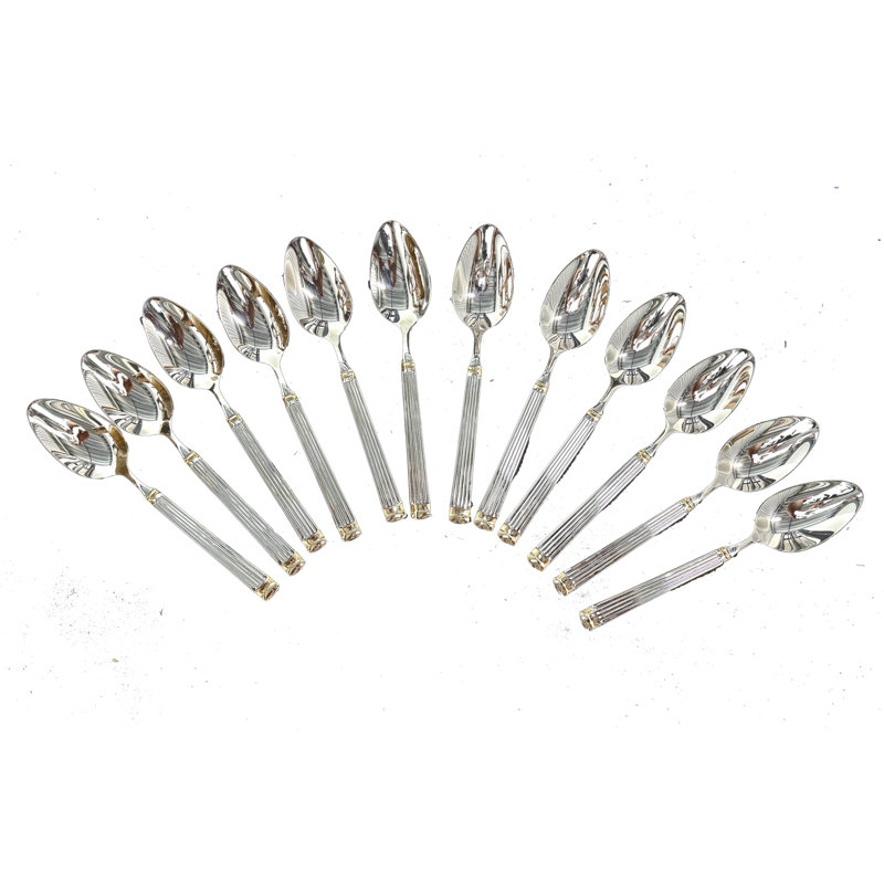24-Piece "Ridge" Dinner Flatware Set | 12 Dinner Spoons & 12 Dinner Forks | 18/10 Stainless Steel