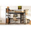 Style moderne, grand lit mezzanine en métal, bureau, rangement, garde-corps complet, lit robuste à assemblage facile avec garde-robe et convient aux pièces