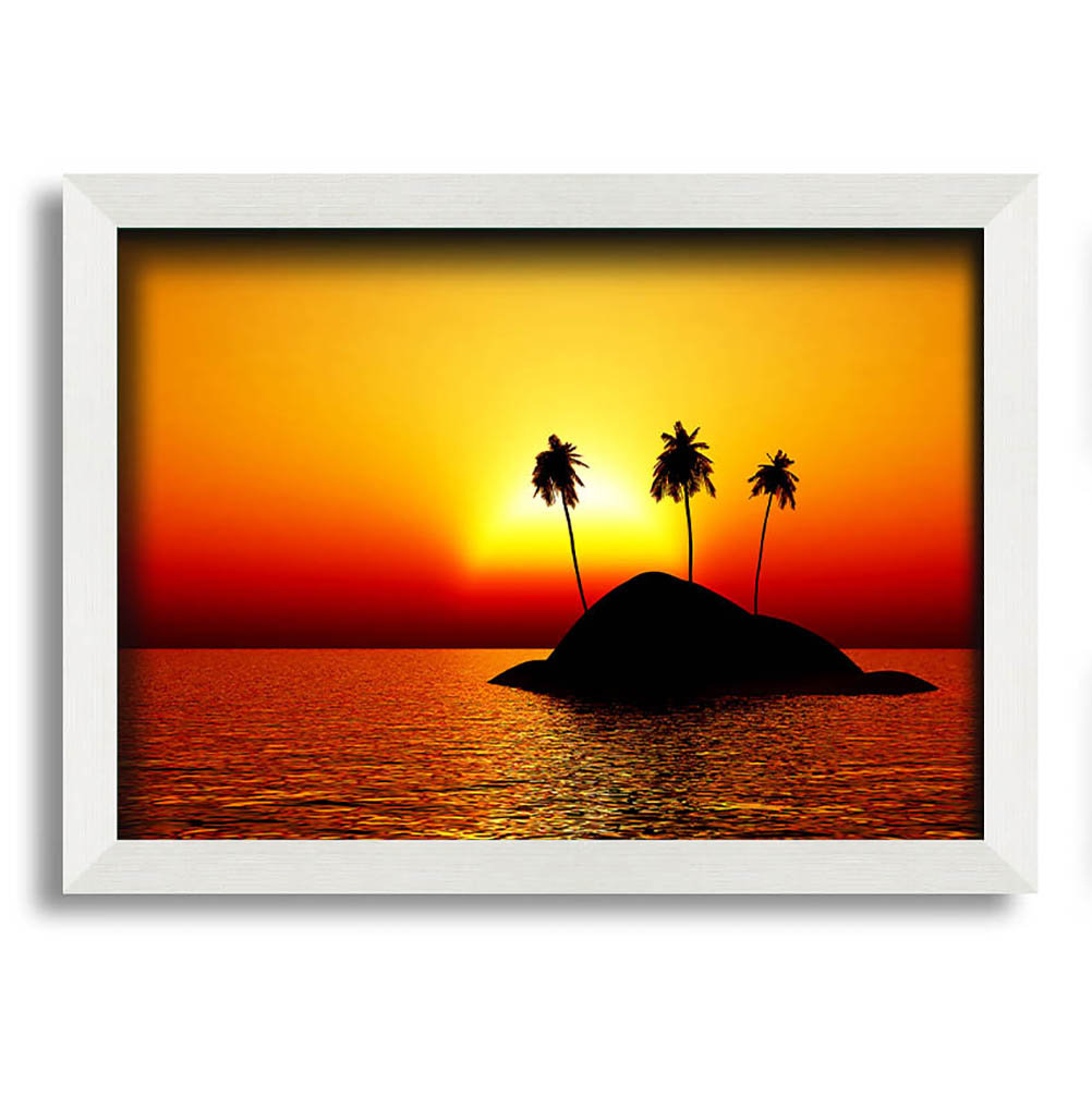 Palmtree Island bei Sonnenuntergang Gerahmter Druck